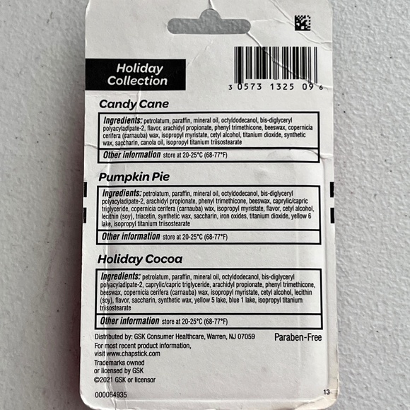 Chap Stick Holiday Collection Lip Balm 3-Pk Holiday Cocoa/Candy Cane/Pumpkin Pie - Picture 5 of 5